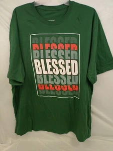 BLESSED T-Shirt Inspirational, 4XL 100% Cotton Tee Green Big And Tall SIZE  - Picture 1 of 5