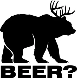 BEER Deer + Bear Parody Comedy Funny Hunting Hunter Vinyl Decal Truck Sticker - Picture 1 of 5