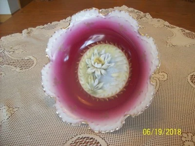 Tigela decorativa Rosenthal China (R/C) Monbijou antiga floral recortada - Imagem 1 de 4