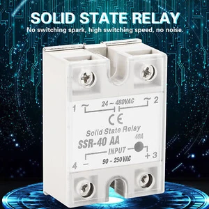 SSr 40AA 40A Solid State Relay Module AC-AC Input 90-250V AC Output 24-480V AC - Picture 1 of 12