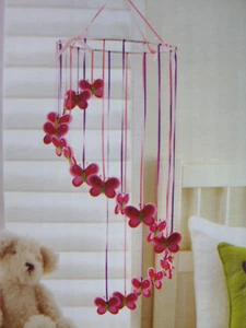 Room Decoration Butterfly Mobile Pink 28cm x 70cm Chime Wind Chimes new - Picture 1 of 4