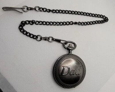 Мужские «Папа» классический черный тон чехол цепочка серебристого тона шкала карманные часы J8 - Изображение 1 из 4