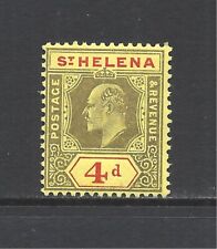 ST. HELENA SCOTT 57 MXLH FINE - 1908 4p BLK & RED/YELLOW ISSUE - KING EDWARD VII