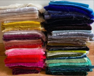 Boho Pack of 5 New Silk Velvet Remnants/Scraps/Ribbons in 8x22" Assorted color - Picture 1 of 11