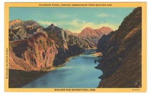 Boulder Dam Colorado River Nevada Black Canyon Postcard Lake Mead Recreation - Picture 1 of 2