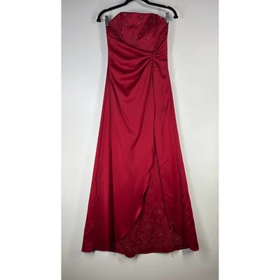 Rampage винтажный 90-х платье размер 5 красный без бретелек цветочный бисером официальный выпускного вечера прихоти - Изображение 1 из 4