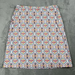 Boden Pencil Skirt Women’s 12L White Pink Geometric Print Pockets Cotton Lined - Bild 1 von 9