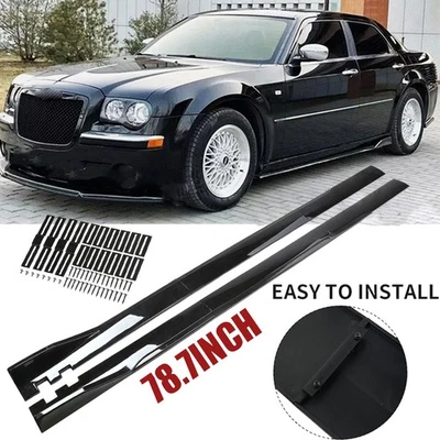 Side Skirt Extension Splitter+Spoiler Lip 2m 78.7inch Glossy For Chrysler 300 Foto 1 de 4