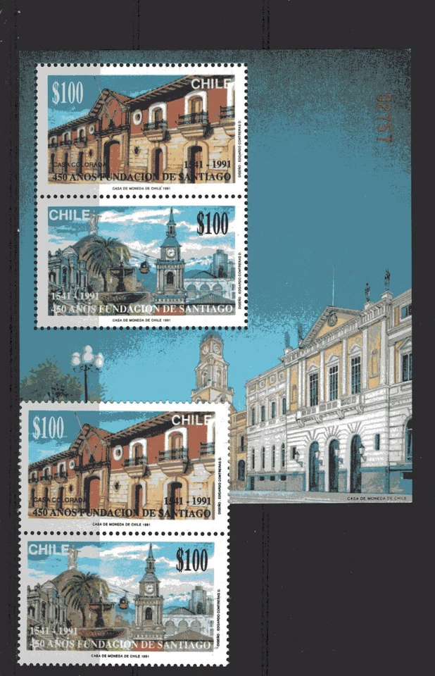 CHILE, MI # 1409/10 + BL 18, MNH - Image 1 of 1