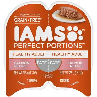 IAMS PERFECT PORTIONS Healthy Adult Grain Free* Wet Cat Food Paté, Salmon Rec... - Image 1 of 4