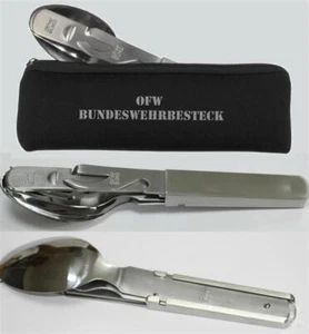 ORIGINAL Bundeswehr Essbesteck Besteck OFW BW Campingbesteck 4-teilig Etui - Bild 1 von 4