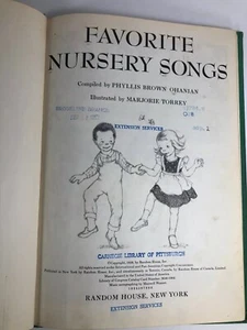 Favorite Nursery Songs Phyllis Brown Ohanian 1956 Childrens Book O-6 - Imagen 1 de 5