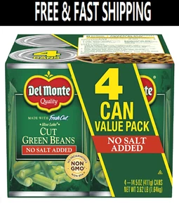 Del Monte Cut Blue Lake Green Beans With No Added Salt 4-14.5 Oz. Can, 14.5 Oz - Picture 1 of 4