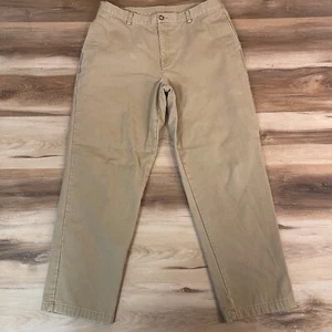 LL Bean Flannel Lined Pants Mens 36 x 32 Khaki Natural Fit Cotton Chino - Picture 1 of 11