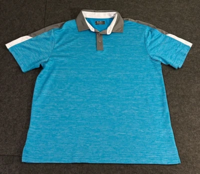 Camisa polo de golf Ben Hogan Performance para hombre azul con cuello gris talla grande Foto 1 de 4