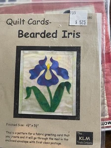 KLM Trade Co. "Quilt Cards" Bearded Iris Sewing Pattern 4.5 x 5.5" UnCut - Picture 1 of 2