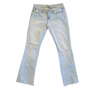 Abercrombie & Fitch Madison Low Rise Flare Jeans Size 0L Blue Distressed Y2K - Picture 1 of 8