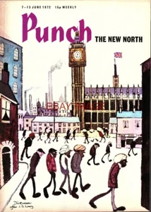 7-13 June 1972 PUNCH Magazine Cover Print Anniversary Gift 'Lowry's New North' - Picture 1 of 1