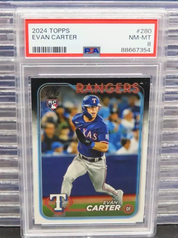 2024 Topps Series 1 Evan Carter Rookie Card RC #280 PSA 8 Texas Rangers NM-MT