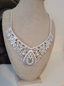 Necklace - Silver Toned, Intricate Design - Picture 1 of 6