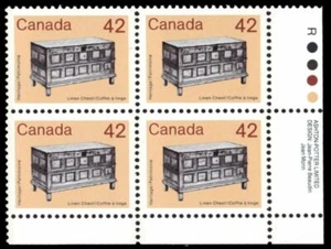 "Canadá 1081i - Artefactos ""Cofre de lino"" 1986 papel fluorescente Rolland (pb17344) - Imagen 1 de 1