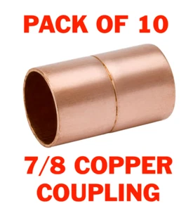 NUEVO Acoplamiento de Cobre para 7/8" O.D. Tubo con acoplador de HVAC de tope de anillo HECHO EN EE. UU. - Imagen 1 de 2