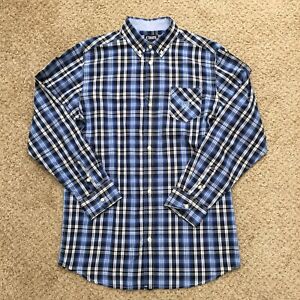 Chaps Boys XL (18-20) Blue Plaid Long Sleeve Button Front Shirt