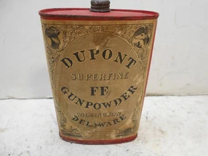 vintage empty dupont superfine FFG gun powder metal can paper label - Picture 1 of 5