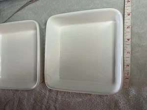 2 Unique White Square Ceramic Casserole Dishes - 6"x6"x2" - Picture 1 of 3