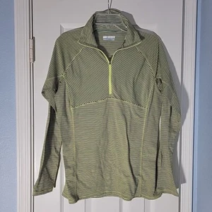 Columbia Pullover Womens Large Green Gray Stripe 1/4 Zip Active Outdoor Top - Picture 1 of 11