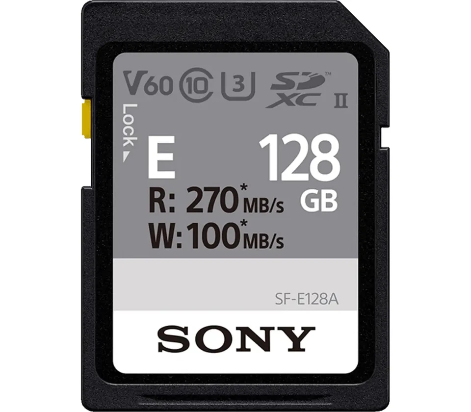 New Sony E Series SF-E128A 128GB UHS-II Class 10 U3 4K V60 SDXC SD Memory Card - Image 1 of 2
