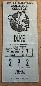 Boleto de baloncesto Duke vs Canisius 1991 talón Laettner regreso a casa - Imagen 1 de 2