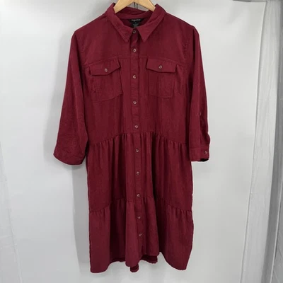 Vestido Millennium para mujer XL rojo botón delantero en capas pana pradera cottagecore Foto 1 de 4