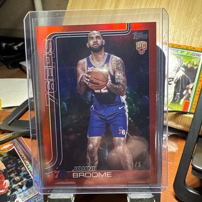 Johni Broome AUTO /5 RED  25-26 Topps NBA Basketball Philadelphia 76ers RC - Image 1 of 2