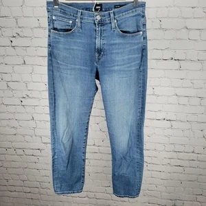 Edwin Blue Denim Elin Crop Straight Mid Rise Jeans USA Made Size 27 (27x25.5) - Picture 1 of 15