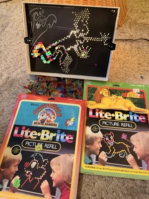 Vintage 1973 Hasbro Original Lite Brite w/ Box, Pegs, Lion King Chip N Dale Page - Image 1 of 4
