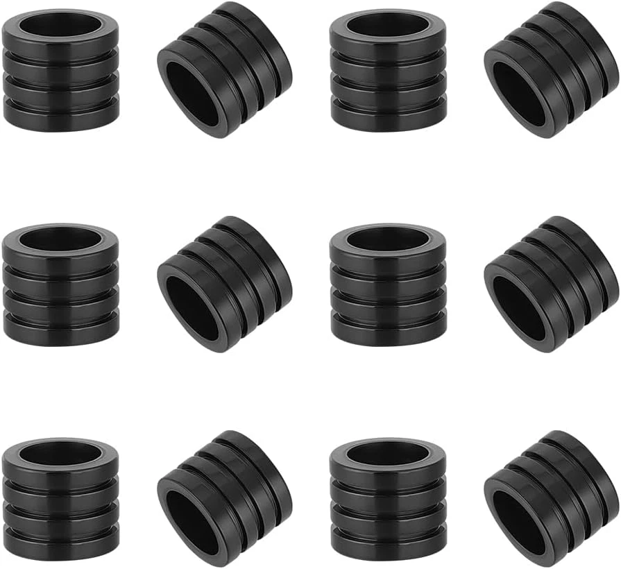 Cuentas espaciadoras de columna de acero inoxidable paracord de 12 piezas tubo ranurado negro La... Foto 1 de 4