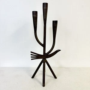 Candelabro MCM design uccellino unico ferro Stanislaw Skura 3 livelli candela anni '60 - Foto 1 di 9