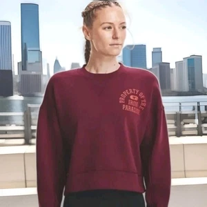 NWT Under Armour Project Rock Maroon Crop Sweatshirt Size Large Womens, Gym - Picture 1 of 8