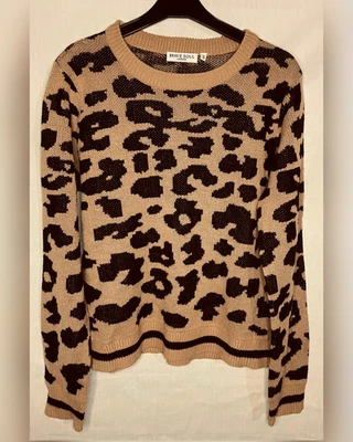 Suéter Jersey Tejido Brave Soul Para Mujer Estampado Leopardo Talla M 14 Cuidadosamente Usado Foto 1 de 4