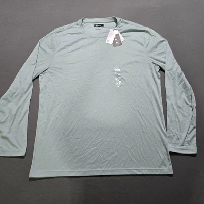 Camiseta Alfani Alfatech Manga Larga Cuello Redondo Azul Grande Suave Nueva Foto 1 de 4