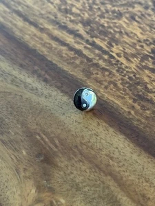 Edelstahl schwarz Charm Anhänger Yin & Yang Zirkonia Energetix Magnetix rund - Bild 1 von 2