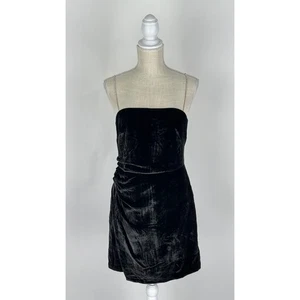 House Of Harlow 1960 Black Velvet Mini Dress Crystal Strap Womens Small New - Picture 1 of 13
