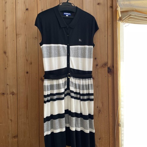 Abito Burberry blu etichetta bordo manica corta lunghezza ginocchio