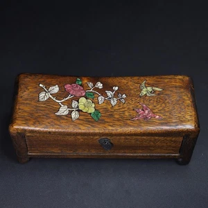 Old Hidden Pear Wood Pillow Box - Picture 1 of 10