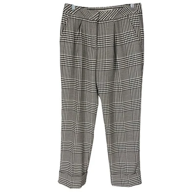 Calça cropped Trina Turk feminina xadrez 4 preta branca elástica - Imagem 1 de 4