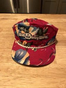 Vintage Walt Disney World Floral Hawaiian Snapback Cap Adjustable Hat Rare - Picture 1 of 6
