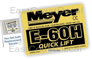 2 Snow Plow Meyer Pump decals (E60H1) Get 1 Mini Torque + 1 Meyer E60H Decal New - Picture 1 of 1