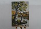 Autumn Landscape, River Birches, Vintage Original Paintings, Oil Painting
