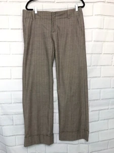 Banana Republic Women's Stretch Brown Gray Chevron Print Pinstripe Pants Size 10 - Picture 1 of 5